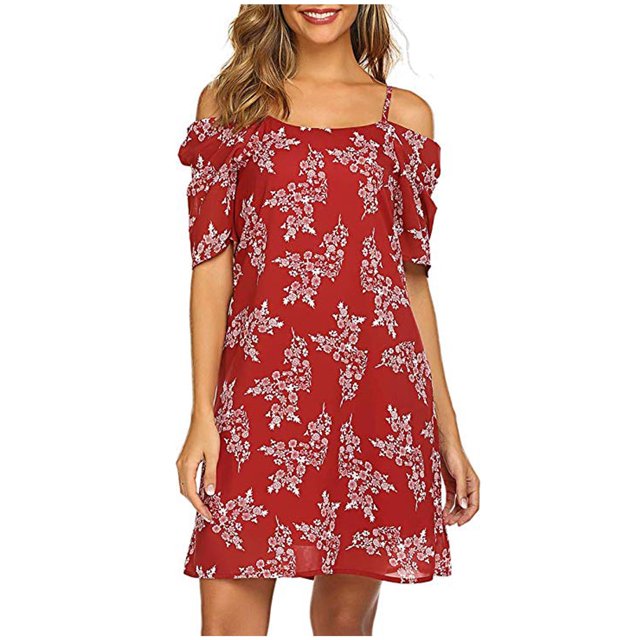 CEHVOM Robe d'Été Décontractée de Plage à Bretelles pour Femme, Petite, à Imprimé Floral