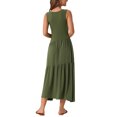 thumbnail image 3 of INSPIRE CHIC Robe d'Été Décontractée Sans Manches à Col Rond pour Femme, Ligne A, Fluide, à Volants, Maxi, L Vert Armée, 3 of 6