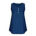 thumbnail image 4 of Dealovy Débardeurs Grande Taille pour Femmes Décontracté Sans Manches Col Rond Boutons Froncés Couleur Unie T-Shirts Amples Fluides, 4 of 5