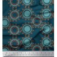 thumbnail image 1 of Soimoi Blue Poly Georgette Fabric Sun Mandala Print Sewing Fabric Yard 42 Inch Wide, 1 of 5