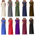thumbnail image 4 of MesaSe Femmes à Manches Courtes Ample Maxi Robes Robes Longues Décontractées avec Poches, 4 of 5
