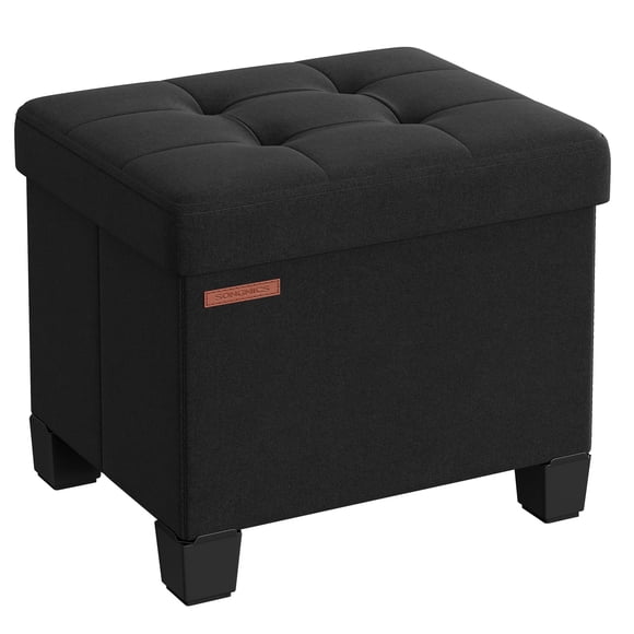 Songmics Storage Ottoman, Small Ottoman Foot Rest With Legs, 12.6 X 15.8 X 13.2 Inches Foot Stool, Ottoman With Storage, Load Up To 660 Lb, For Living Room, Bedroom, Dorm, Ink Black Ulsf012B01
