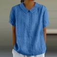 thumbnail image 2 of Timegard Hauts pour Femmes Col à Œillets Boutons au Dos Manches Courtes Blouse Confortable Décontractée Chic, 2 of 6