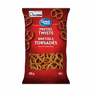 Great Value Large Pretzel Twists, 400g, CONTAINS: BARLEY, WHEAT.