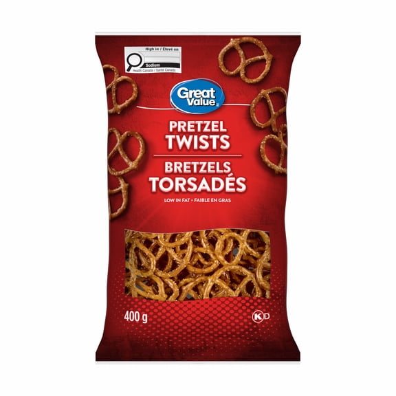 Grandes torsades de bretzel Great Value, 400 g, CONTIENT: ORGE, BLÉ.