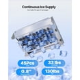 thumbnail image 2 of VEVOR Commercial Ice Maker Machine, 130Lbs/24H with 33Lbs Storage, 45 Cubes per Cycle, Stainless Steel Freestanding & Under Counter Ice Maker with LED Display & Self-Cleaning, for Home Bar Restaurant, 2 of 9