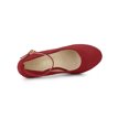 thumbnail image 4 of BLISSFUL STEP Chaussures pour Femmes Bout Rond Talon Aiguille Bride à la Cheville Escarpins Rouge 8,5, 4 of 7