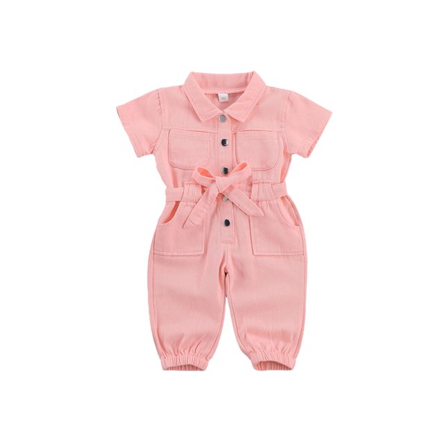 Faithtur Combinaison Pantalon Longue à Manches Courtes Unie pour Enfants avec Poches