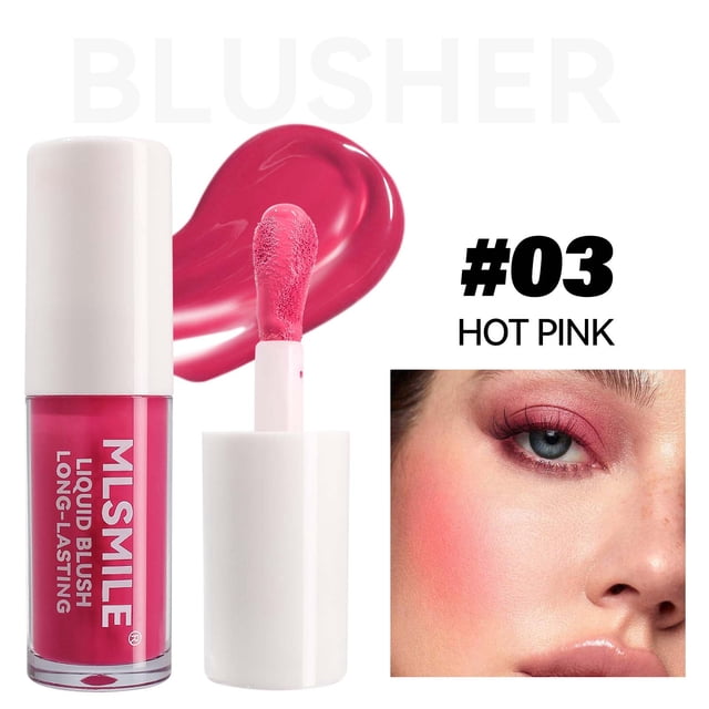 Aursykel Moisturizing Liquid Blush for Lips and Cheeks with Fine Shim Highlight Contours and Soft Applicator Portable Beauty Stick for Natural Long Lasting Makeup 6 Colors 4.5ml