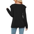 thumbnail image 3 of MAWCLOS Women Loose V Neck Tee Loungewear Solid Color Tunic Blouse Black M, 3 of 3