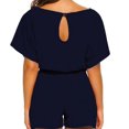 thumbnail image 2 of TIMIFIS Women's Summer Jumpsuit Belted Keyhole Back Short Sleeve Solid Color Jumpsuit on, 2 of 6
