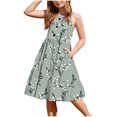 thumbnail image 2 of LOVZFMLL Fashion Girls' Summer Short Sleeve Ruffled Pockets Round-Neck Printed Dress Dress Sweet Tank Top, 2 of 6