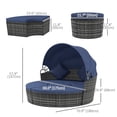 thumbnail image 3 of Outsunny Chaise Longue de Patio avec Canapé-Lit Rond Coussiné 4 Pcs, Bleu, 3 of 10