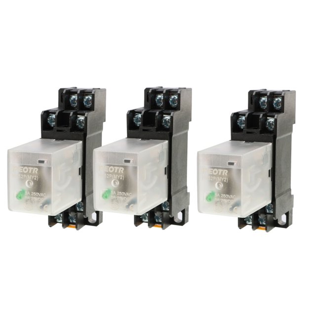 Unique Bargains 3Pcs HH52P DC 24V Coil Voltage 8Pin DPDT Power Electromagnetic Relay w Socket