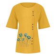 thumbnail image 5 of TopLLC Chemises Mexicaines pour Femmes Hauts Brodés Traditionnels Tunique Décontractée à Fleurs pour Femmes Col Rond Manches Courtes Chemises en Lin, 5 of 5