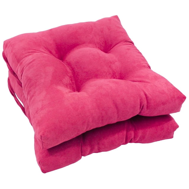 16-inch Solid Micro Suede Square Tufted Chair Cushions (Set of 2)