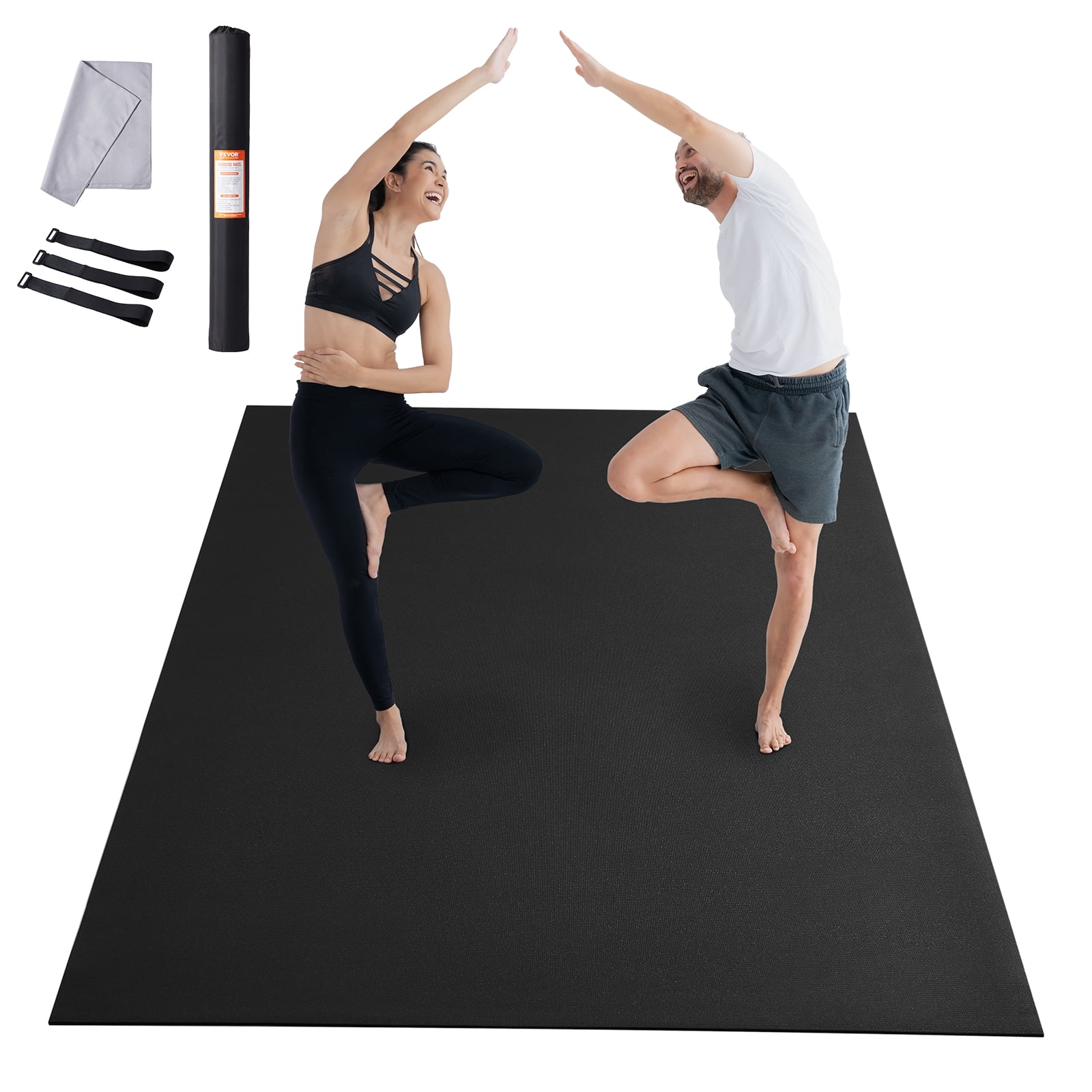 VEVOR Exercise Mat, Non Slip High Density Premium Yoga Mat, Exercise Yoga Mat for Men Women, Fitness & Exercise Mat with Bag & Carry Strap, for All Types of Home Yoga, Pilate & Floor Workout (12x6ft)