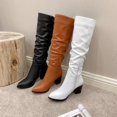 thumbnail image 2 of B91xZ Bottes de Neige d'Hiver pour Femmes Bout Rond Talon Bloc Bottines pour Femmes, Blanc 8, 2 of 5