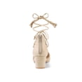 thumbnail image 3 of BLISSFUL STEP Women Pointed Toe Block Heels Lace Up Pumps Beige 5, 3 of 8