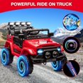 thumbnail image 3 of 12V Kids Ride on Truck, Ride on Jeep Car with Remote Control, Electric Vehicle for Kids,Spring Suspension,Bluetooth Speaker,Multi Music Modes,3 Speeds,LED Lights, 3 of 8