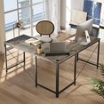 thumbnail image 3 of Bestier 95.2 inch L-Shaped Computer Desk with Monitor Stand Gray, 3 of 7