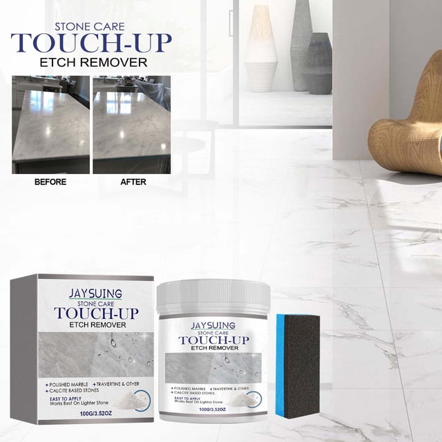 Microfiber Polishing Powder for Travertine, Limestone Countertops - Removes Water Stains, Etchings & Rings, 100g, DIY Restoration Kit