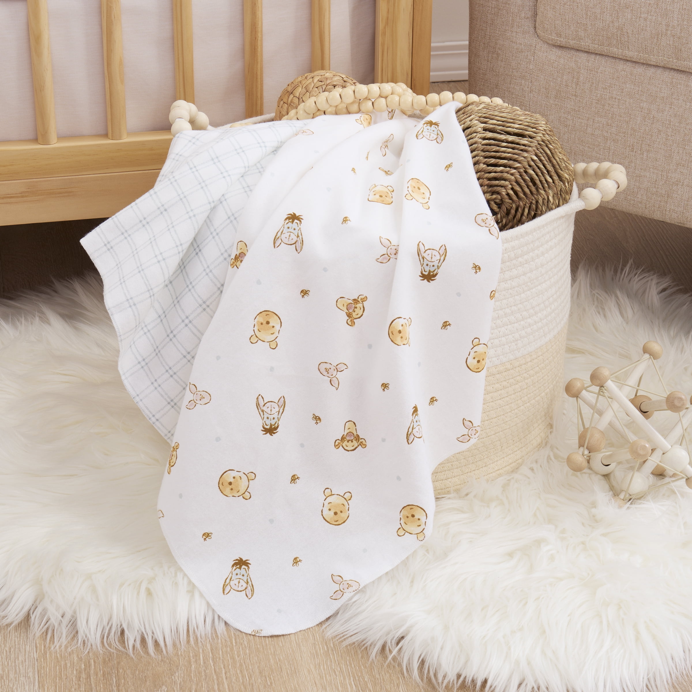 Winnie l'Ourson Lot de 2 Couvertures en Flanelle de Coton pour Bébé, Nourrisson Unisexe