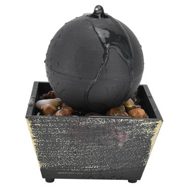 Khall 3V USB Indoor Tabletop Ball Fountain W/LED Light&Stone Desktop Fountain US