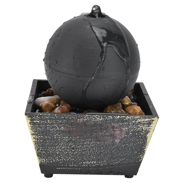 Khall 3V USB Indoor Tabletop Ball Fountain W/LED Light&Stone Desktop Fountain US