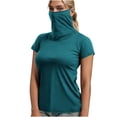thumbnail image 3 of BiZtdJrK Sun Protection Swim Shirts for Women Summer Beach Rash Guard Shirt Quick Dry Short Sleeve Outdoor Hiking Tops Army Green XXL Spring Savings, 3 of 8