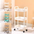 thumbnail image 1 of Sentmoon 3 Tier Rolling Cart Rolling Storage Cart with Drawers Kitchen Storage Cart 3-layer Black with Armrests Storage Rack Bathroom Toilet Toiletries Storage Cart for Bathroom and Toiletries, 1 of 7