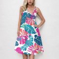 thumbnail image 1 of Ovzne Robes d'Été pour Femmes 2025 Robe de Plage Mode Robe Sans Manches pour Femme Col Rond Imprimé Floral Plissée Ajustée Robe de Plage Gâteau Robe d'Été Imprimée Liquidation, 1 of 5