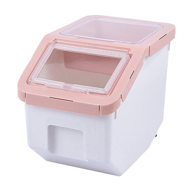 Grand Contenant de Rangement à Grande Capacité, Bac de Rangement Scellé pour Riz pour Farine et Grains - Rose