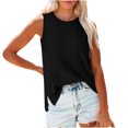 thumbnail image 2 of Birdeem Débardeur pour Femmes Mode Débardeur Décontracté Couleur Unie Fente Latérale Col Rond, 2 of 12