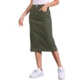 thumbnail image 4 of INSPIRE CHIC Women's Denim Skirts High Waist Zipped Split Back Midi Jean Skirts with Pockets Army Green L, 4 of 6