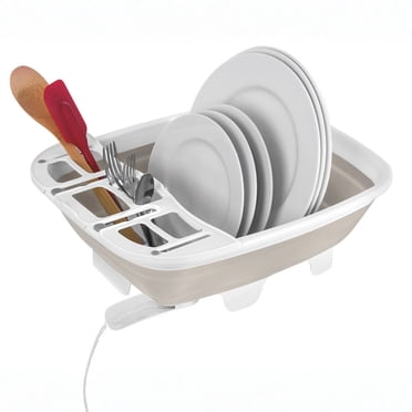 Starfrit Collapsible Dish Drainer with Swivel Spout, Space-Saving Foldable Drying Rack