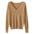 thumbnail image 4 of EGNMCR Chandail à Col Rond Mode Femme Décontracté Col Semi-Montant Couleur Unie Ample Base Tricoté Chandail Femme Blouse Polyester, 4 of 4