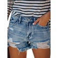 thumbnail image 1 of JDinms Shorts pour Femmes, Ourlet Brut Effiloché, Shorts en Jean en Denim Déchirés, 1 of 3