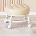 thumbnail image 4 of White Universal Rolling Low Stool With Wheels Durable Pu Leather Lightweight Multifunctional For Home Office Portable Seating #575PA, 4 of 8