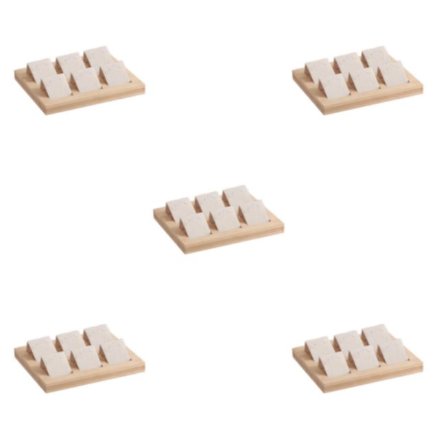 kurtrusly Wood Earring Card Holder w/ Tray Jewelry Display for Accessory 6 Pair Cream 5Set