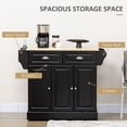 thumbnail image 4 of HOMCOM Kitchen Island avec Dessus en Bois de Caoutchouc Chariot de Service de Cuisine Roulant, 4 of 9