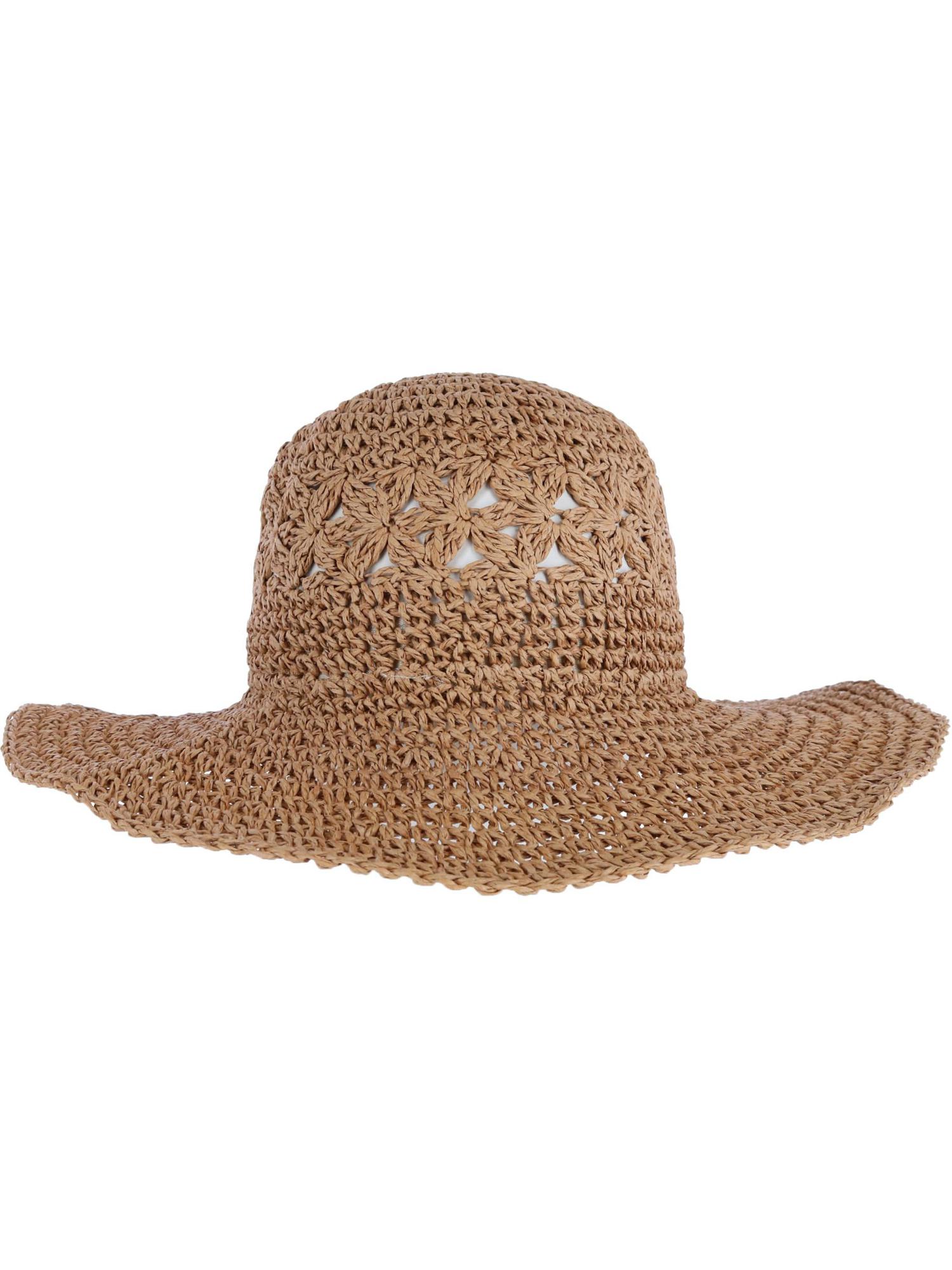 David & Young Hand Crochet Straw Sun Hat (Women's)