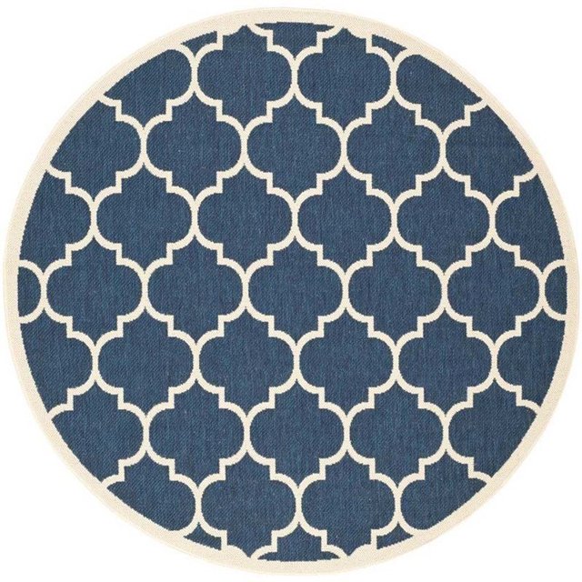 Safavieh Courtyard Tapis Intérieur Extérieur Bleu Marine - Rond 7 Pieds