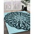 thumbnail image 3 of Ahgly Company Machine Washable Indoor Rectangle Transitional Deep Teal Green Area Rugs, 7' x 9', 3 of 7