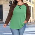 thumbnail image 3 of Yuyuzo T-Shirts pour Femmes Grande Taille à Blocs de Couleur à Manches Longues Col Ras du Cou Coupe Ample Confortable Tunique Unie T-Shirts, 3 of 7