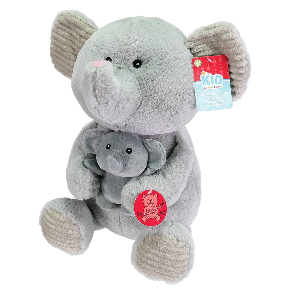 Peluche Kid Connection « Maman et bébé » – Éléphant gris de 35 cm (14 po) pour enfants