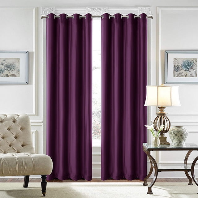 Innerwin Rideaux Protection UV Occultants Écoénergétiques de Luxe à Oeillets Couleur Unie Rideaux Fenêtre Violet L:52 Pouces H:96 Pouces