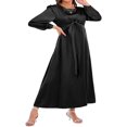 thumbnail image 3 of Femmes Automne Midi Robe à Manches Longues Noeud devant Robe en Satin, 3 of 9