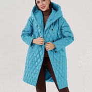 EGNMCR Womens Long Puffer Coat, Long Sleeve Padded Winter Down Coats, Hooded Parka Jacket Women's New Black Versatile Cotton Dress Slim Medium Long Over Knee Coat Women Coat