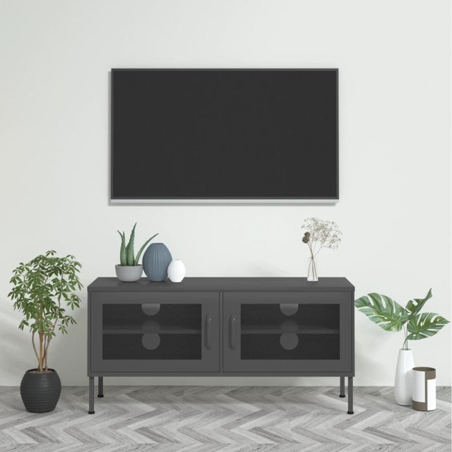 vidaXL Meuble TV - Acier Anthracite, 105x35x50 cm